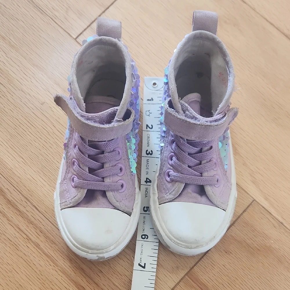 Toddler Lavender Sequin High Top Sneakers Size 7 - Picture 17 of 17